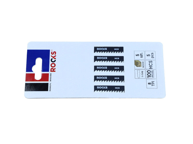 ROOKS Tikksae leht HCS, TÜÜP T, puit, 8 TPI x 100 mm, kompl. 5 tk