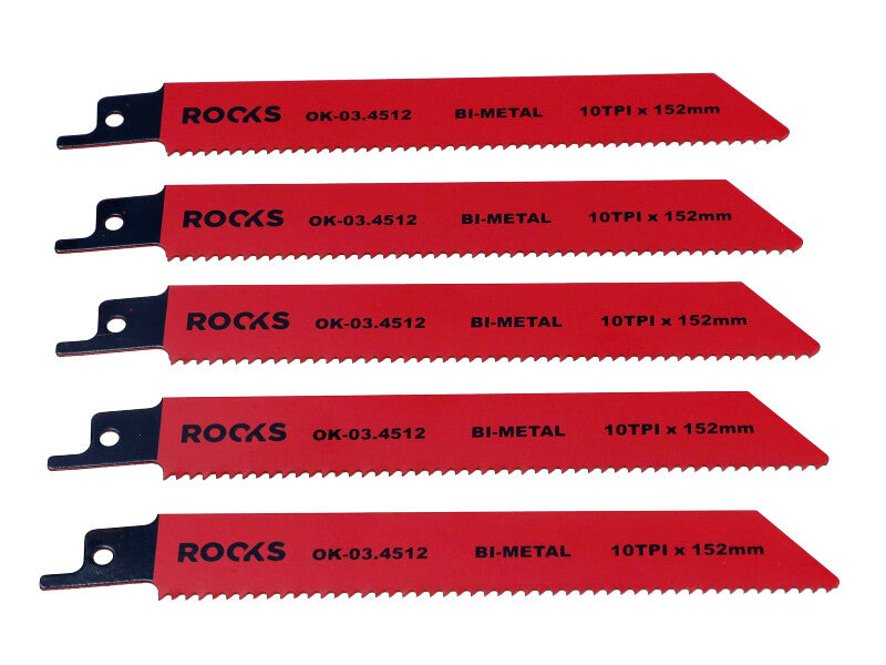 ROOKS Tiigersae leht Bi-METAL, teras, 10 TPI x 152 mm, kompl. 5 tk