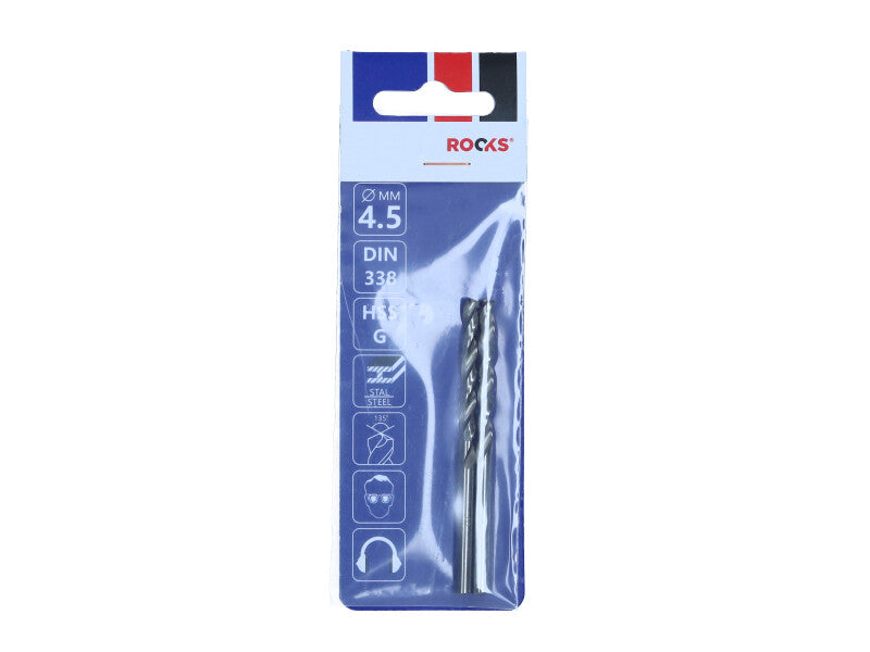 ROOKS Metallipuur PRO ∅ 4,5 mm HSS G 900 N/mm2 DIN 338, 2 tk