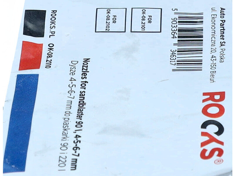 ROOKS Otsakud 4 / 5 / 6 / 7 mm liivapritsile 90 ja 220 l OK-08.2101 ja OK-08.2102