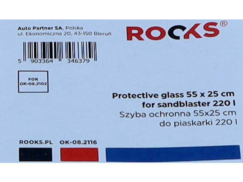 ROOKS Kaitseklaas 55×25 cm liivapritsile 220 l OK-08.2102