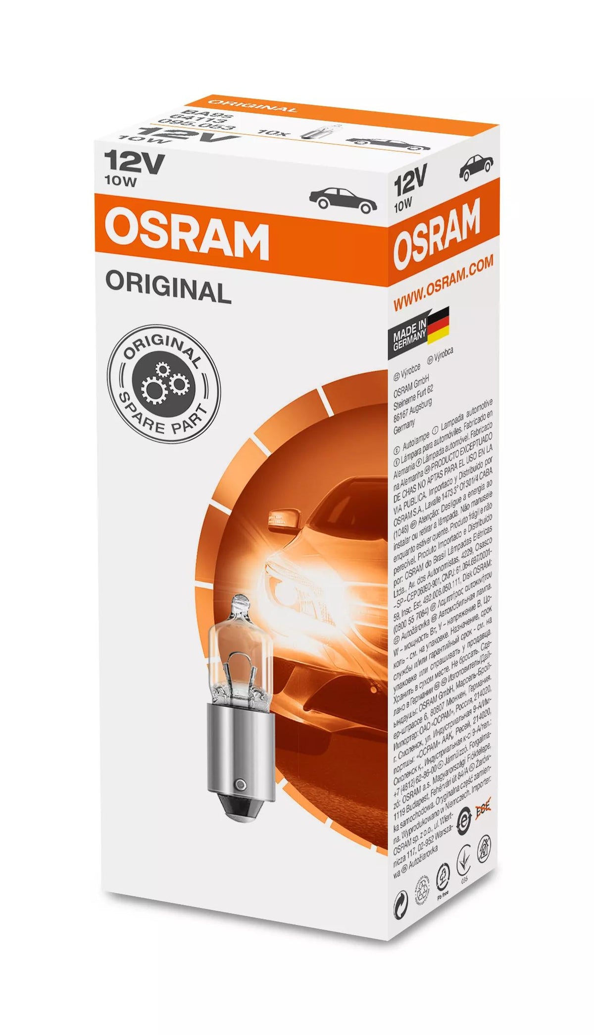 OSRAM ORIGINAL MINIWATT 12 V 10 W signaalpirn
