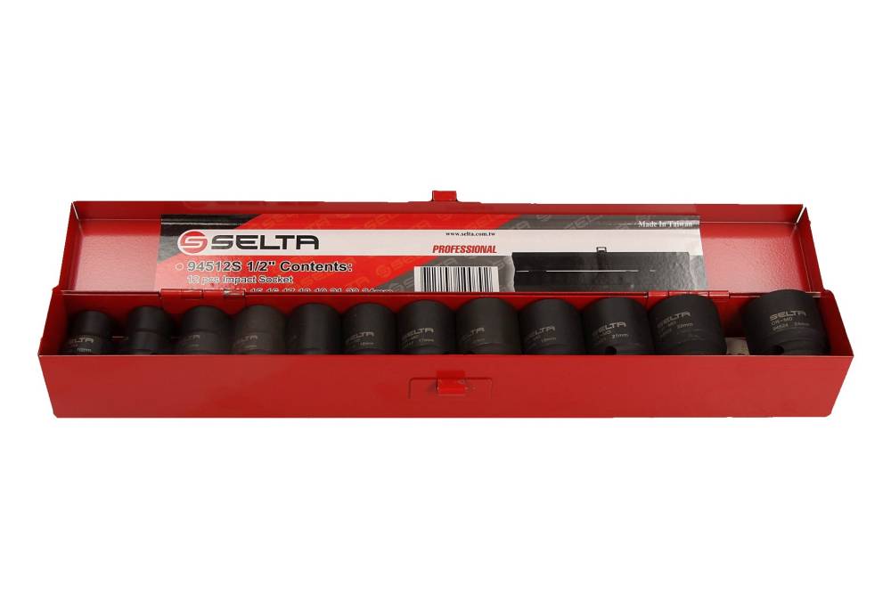 SELTA Pikkade löökpadrunite komplekt 1/2, 12 osa, 10-24 mm