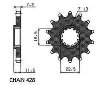 Sunstar Eesmine hammasratas SUNF220-16, 16z, samm 428