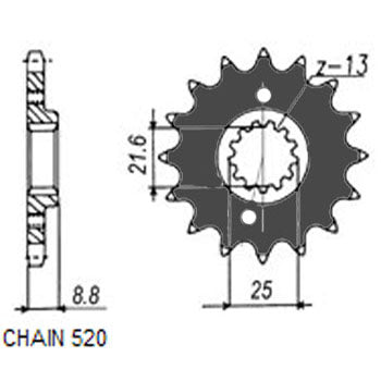 Sunstar Eesmine hammasratas SUNF356-15, 15z, samm 520
