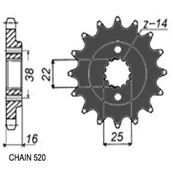 Sunstar Eesmine hammasratas SUNF381-15, 15z, samm 520