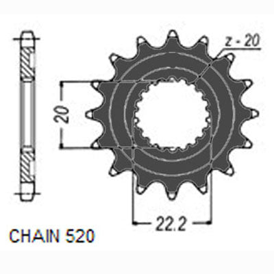 Sunstar Eesmine hammasratas SUNF388-14, 14z, samm 520