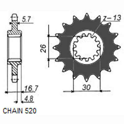 Sunstar Eesmine hammasratas SUNF392-14, 14z, samm 520