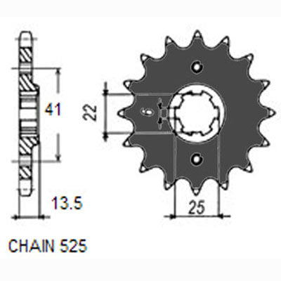 Sunstar Eesmine hammasratas SUNF405-16, 16z, samm 525