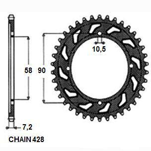 Sunstar Tagumine hammasratas SUNR1-2061-56, 56z, samm 428, teras
