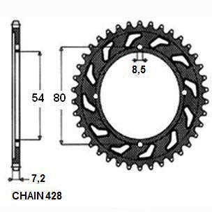 Sunstar Tagumine hammasratas SUNR1-2117-45, 45z, samm 428, teras