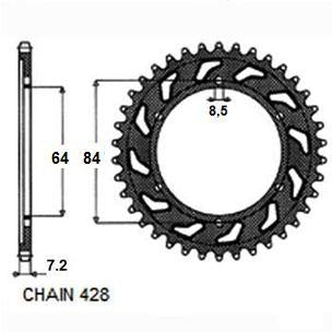 Sunstar Tagumine hammasratas SUNR1-2132-53, 53z, samm 428, teras