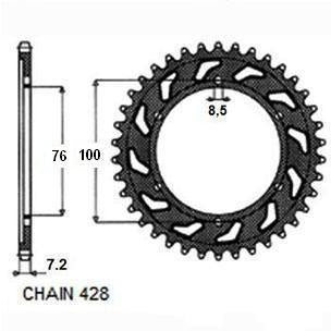 Sunstar Tagumine hammasratas SUNR1-2221-48, 48z, samm 428, teras