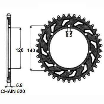 Sunstar Tagumine hammasratas SUNR1-3532-43, 43z, samm 520, teras