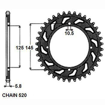 Sunstar Tagumine hammasratas SUNR1-3538-39, 39z, samm 520, teras