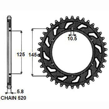 Sunstar Tagumine hammasratas SUNR1-3541-45, 45z, samm 520, teras