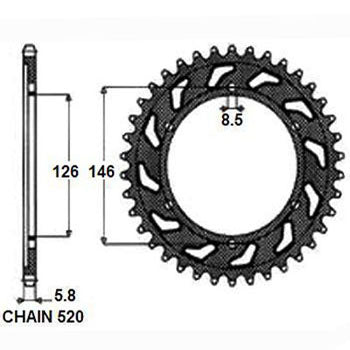 Sunstar Tagumine hammasratas SUNR1-3577-50, 50z, samm 520, teras