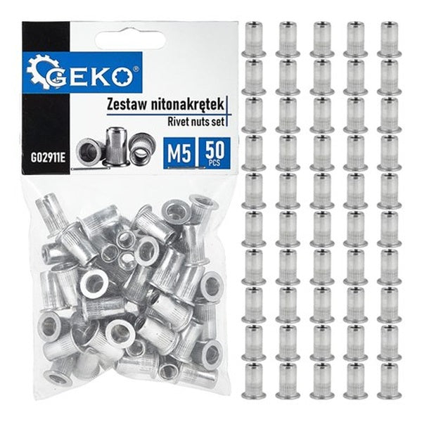 Geko Alumiiniumist neetmutrite komplekt M3 0,5-1,5 50 tk