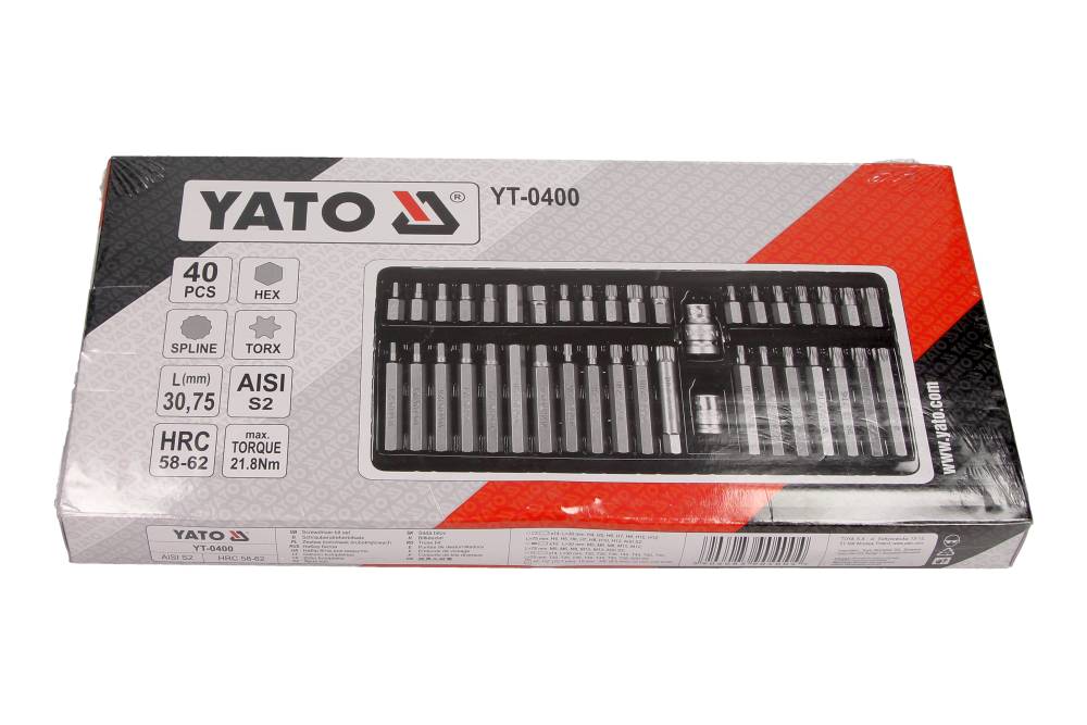 YATO Kruvikeeraja otsakud TORX, HEX, SPLINE, komplekt, 40 osa