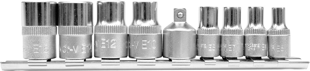 YATO Padrunvõtmed TORX CR-V, E5-E16, 9 osa