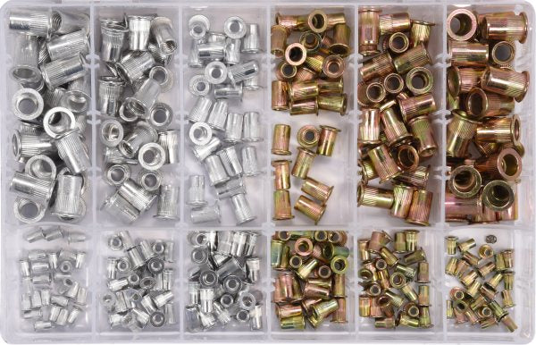 YATO Neetmutrite komplekt sortiment, teras, alumiinium, M3-M10, 300 osa