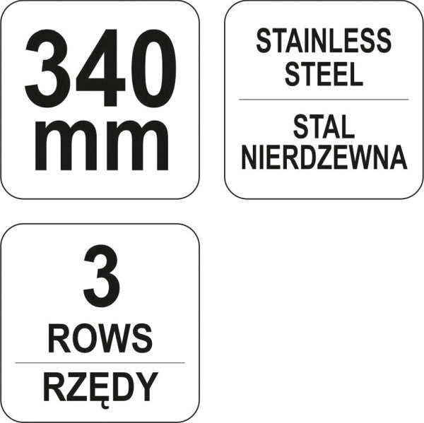 YATO Traathari, roostevaba traat, 3 rida, plastkäepide