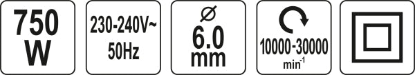 YATO Sirge lihvija 230 V, 750 W, 30000 p/min