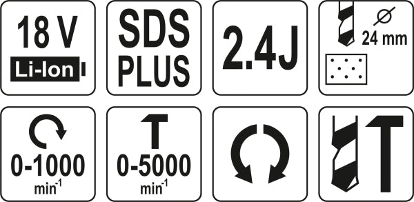 YATO Puurvasar SDS+ 18 V, ilma akuta