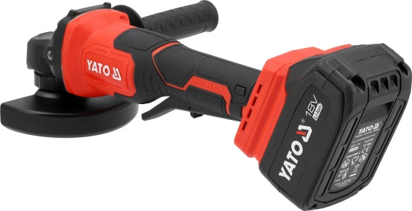 YATO Nurklihvija 18 V, 125 mm, kiiruse reguleerimisega, 9000 p/min, komplekt 1X aku 18 V 4 Ah + laadija, kohvris