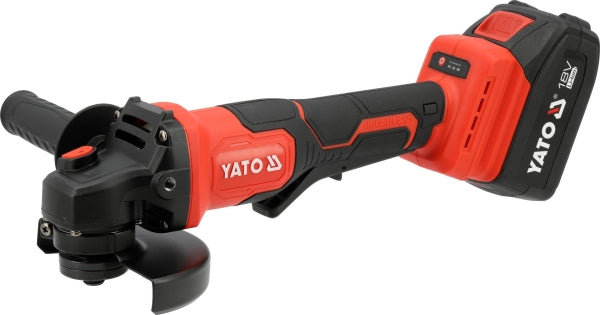 YATO Nurklihvija 18 V, 125 mm, kiiruse reguleerimisega, 9000 p/min, komplekt 1X aku 18 V 4 Ah + laadija, kohvris