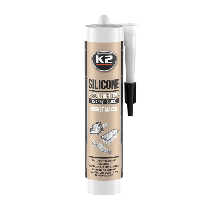 K2 Kõrgtemperatuurne silikoonhermeetik, must, +350 °C
