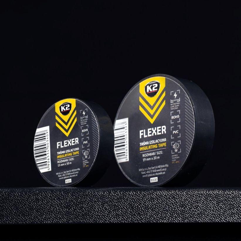K2 Flexer PVC-isoleerteip 19 mm x 20 m, must