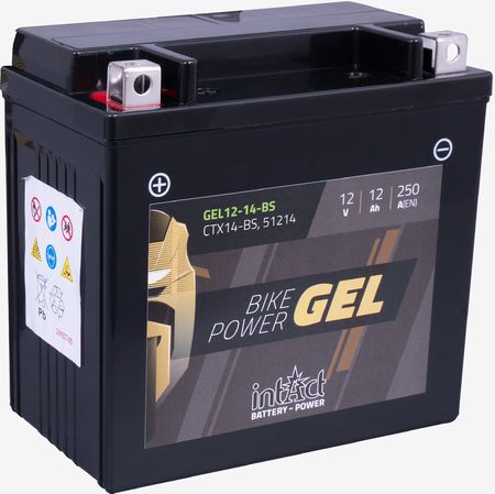 intAct Mootorratta aku 12V 12Ah 250A, plusspool vasakul