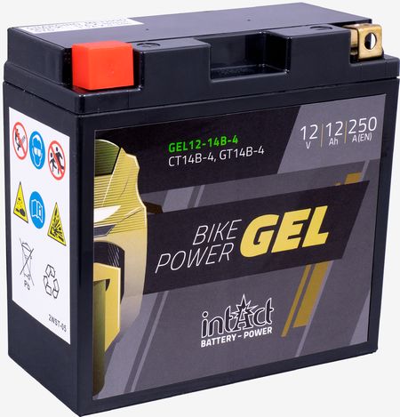 intAct Mootorratta aku 12V 12Ah 250A, plusspool vasakul