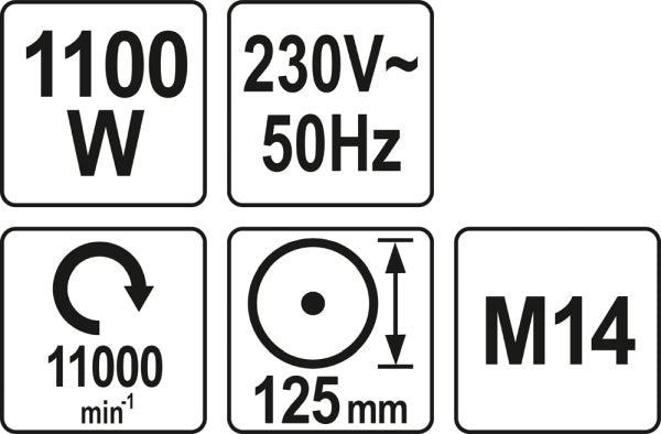 YATO Nurklihvija 230 V, 1100 W, 125 mm