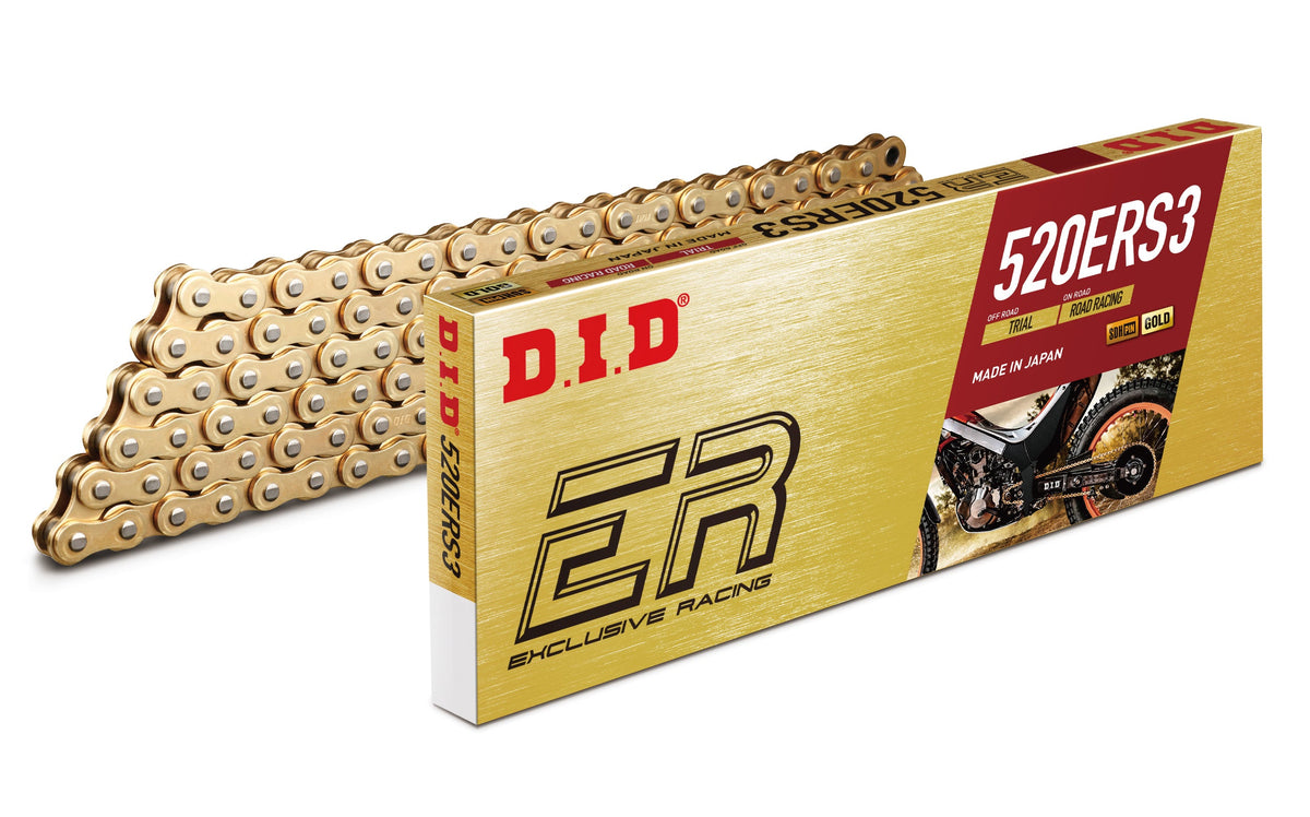 D.I.D Mootorratta kett 520ERS3G&G-114RB, samm 520, 114 lüli, rõngasteta, kuldne, avatud