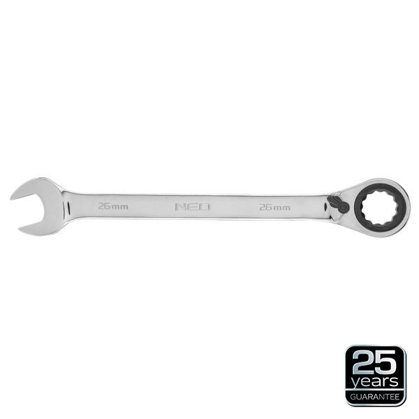 NEO Tools Leht-silmusvõti räikmehhanismi ja lülitiga, 22 mm