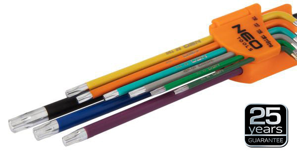 NEO Tools Torx-võtmed T10-50, 9 osa, värvilised