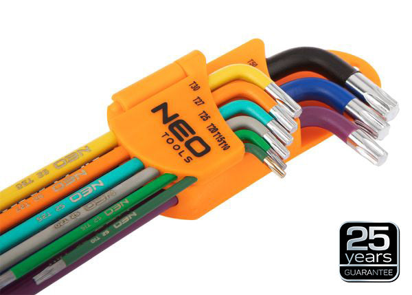 NEO Tools Torx-võtmed T10-50, 9 osa, värvilised