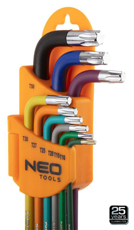 NEO Tools Torx-võtmed T10-50, 9 osa, värvilised