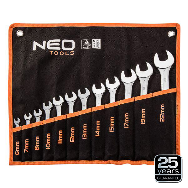 NEO Tools Leht-silmusvõtmed 6-22 mm, 12 osa