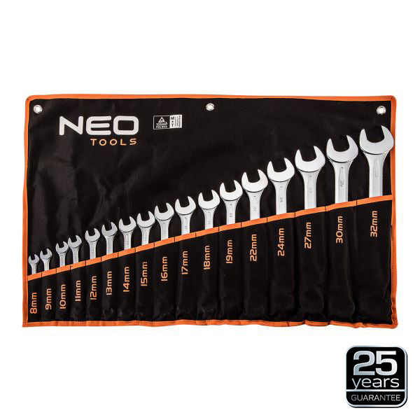 NEO Tools Leht-silmusvõtmed 6-22 mm, 12 osa