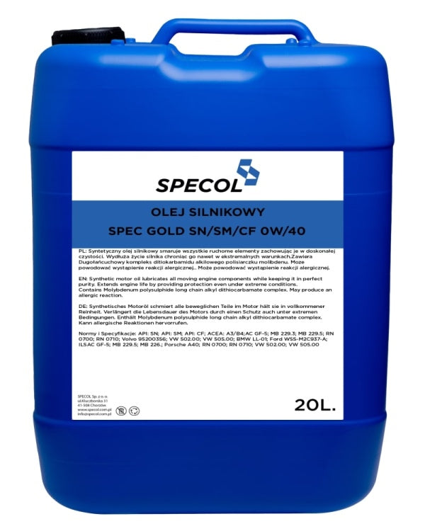 Specol Spec Gold 0W-40 mootoriõli