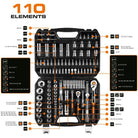 NEO Tools Padrunikomplekt 1/4, 1/2, 110 osa, CRV