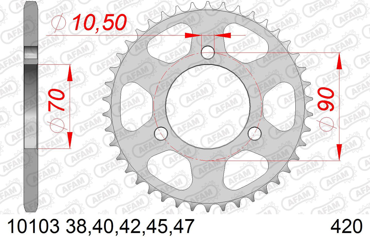 AFAM Tagumine hammasratas 10103-38, 38z, samm 420, teras