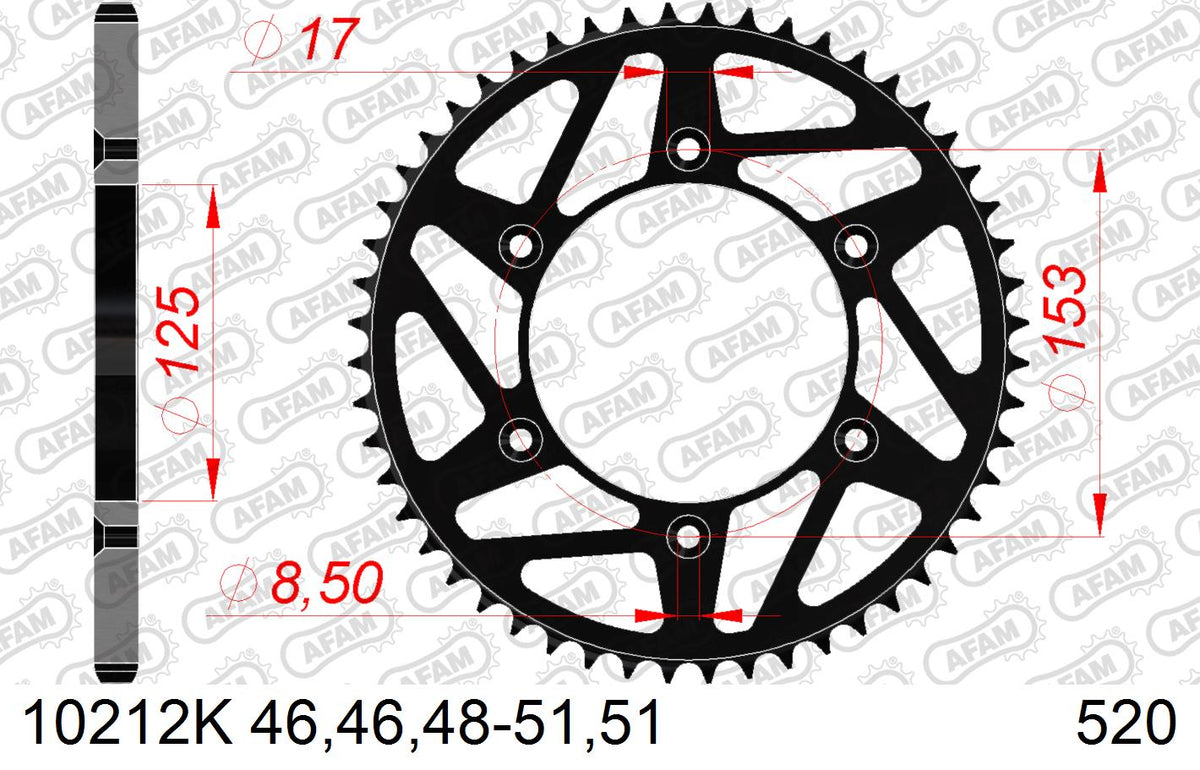 AFAM Tagumine hammasratas 10212K-48, 48z, samm 520, teras