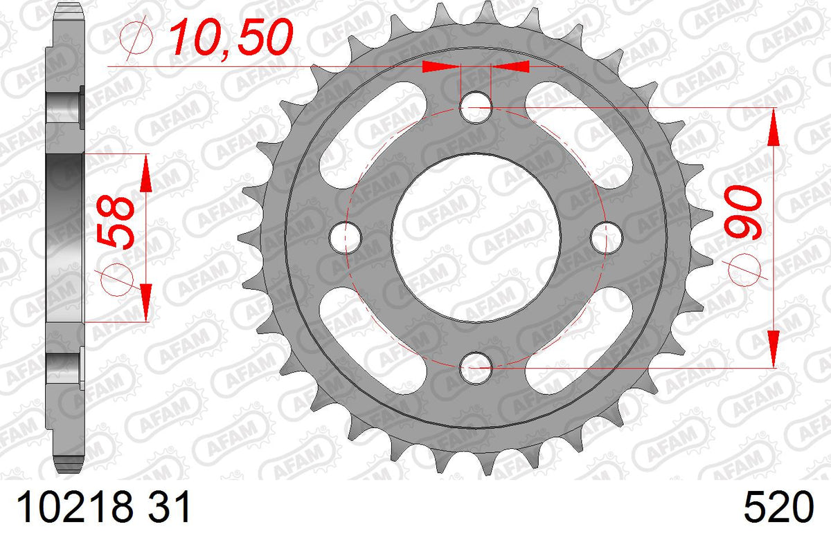 AFAM Tagumine hammasratas 10218-31, 31z, samm 520, teras