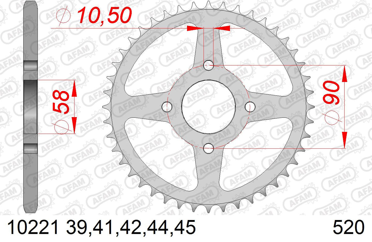 AFAM Tagumine hammasratas 10221-39, 39z, samm 520, teras