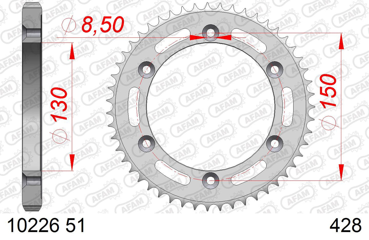 AFAM Tagumine hammasratas 10226-51, 51z, samm 428, teras