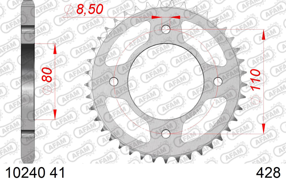 AFAM Tagumine hammasratas 10240-41, 41z, samm 428, teras